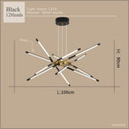 Modern LED Linear Chandelier: Creative Design Ceiling Lamp with Remote for Home Decor