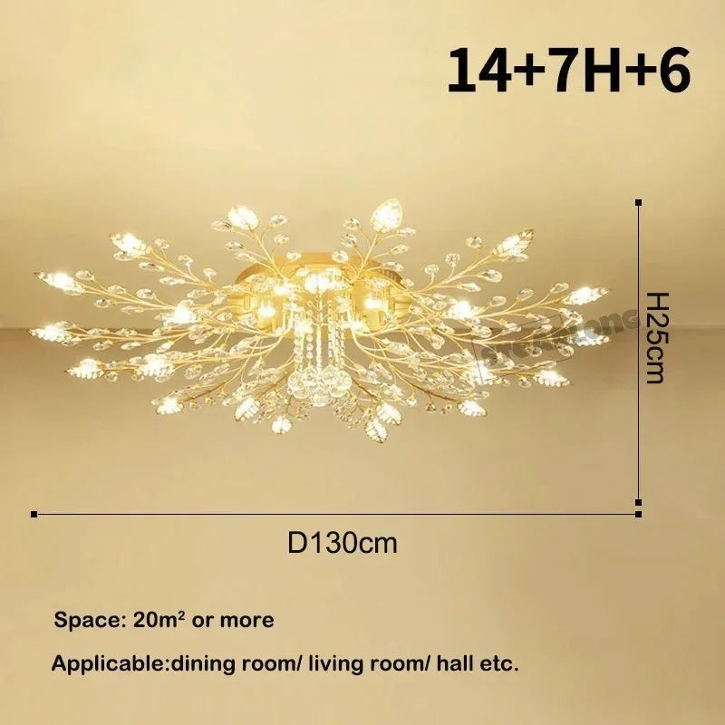 Crystal Ceiling Chandelier LED Light Fixture for Living Room Bedroom Kitchen