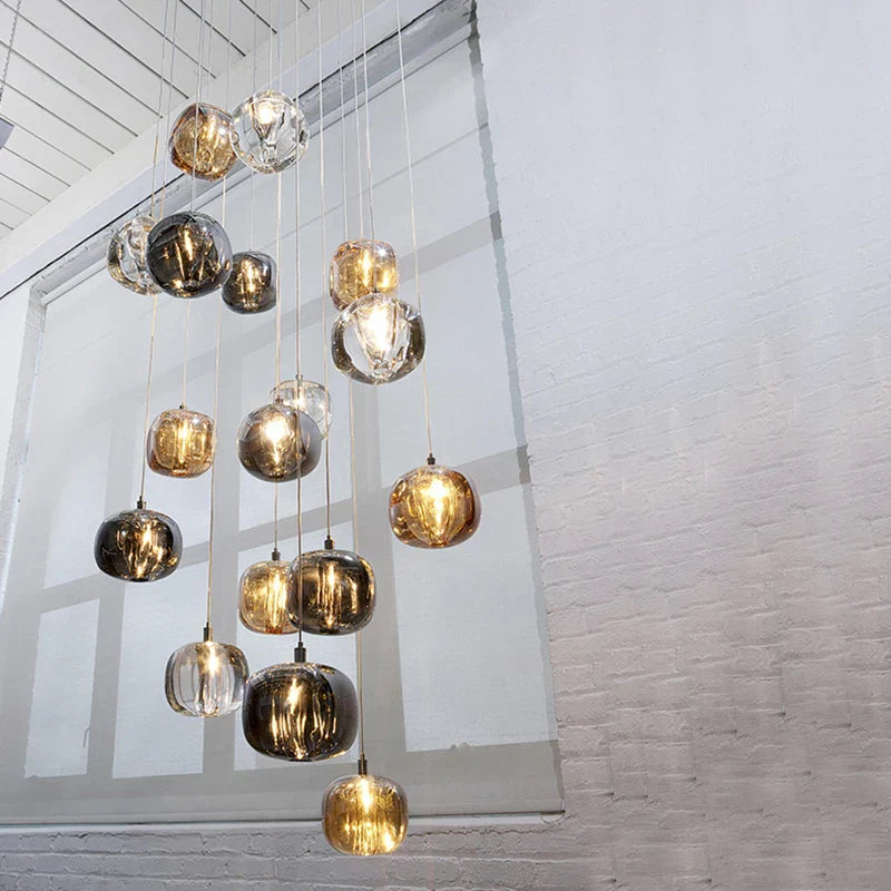 LED Stair Chandelier: Luxury Crystal Hanging Lamp, Indoor Lighting Fixture