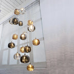 LED Stair Chandelier: Luxury Amber/Crystal Indoor Lighting Fixture