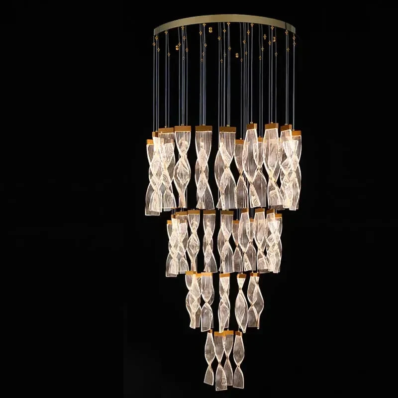 Luxury Acrylic LED Chandelier for Staircase Hallway and Villa