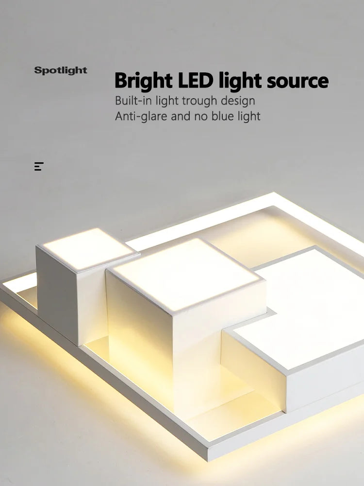 Nordic Square Ceiling Lamp Modern Minimalist Bedroom Lighting
