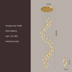 Modern Gold Acrylic Spiral Stairs Led Chandelier Pendant Light
