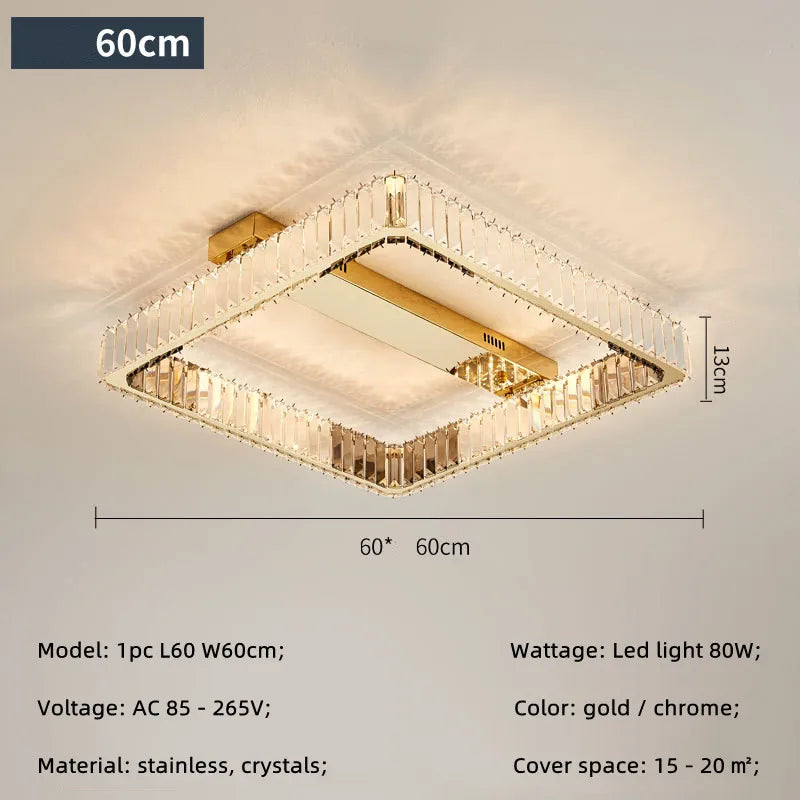Crystal Ceiling Chandelier Dimmable LED Lights for Luxury Foyers and Bedrooms