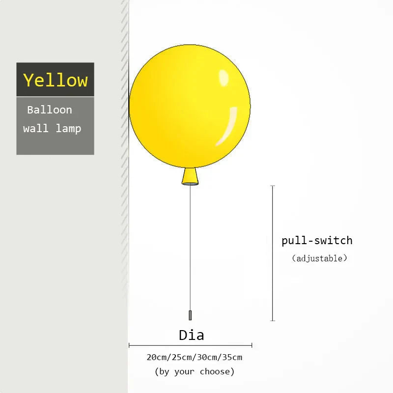 Colorful Balloon Memory LED Wall Lamp Pull Switch Bedroom Sconce E27 Bulbs
