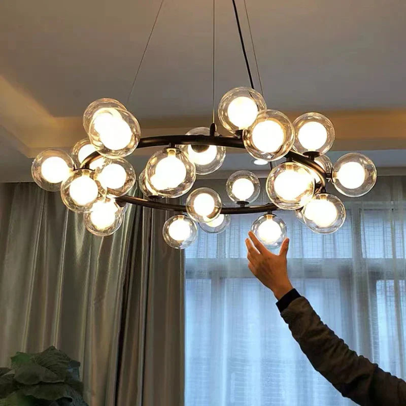 Glass Ball LED Chandelier Modern Pendant Light for Home Decor