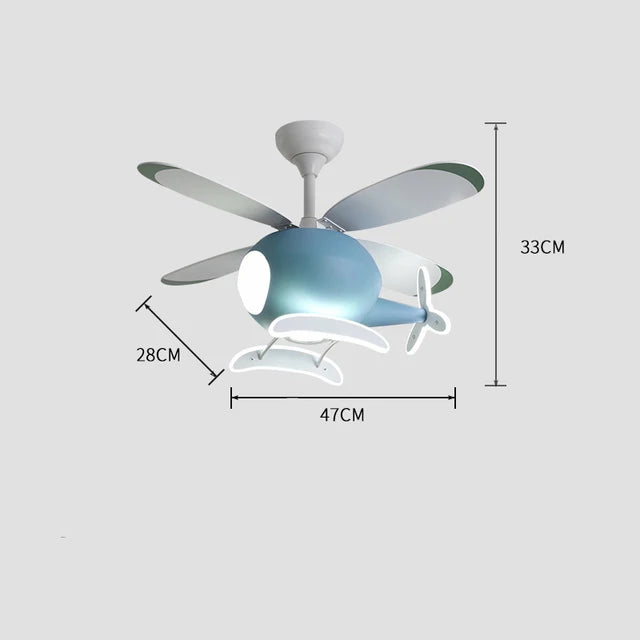 Aircraft Ceiling Fan Chandelier LED Light Remote Dimming Fixture