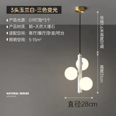 Scandi Marble Pendant Light White Glass Ball Bedroom Living Room Bar Lamp Afralia™