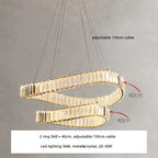 Irregular Steel & K9 Crystal LED Pendant Chandelier for Foyer, Dimmable Lighting