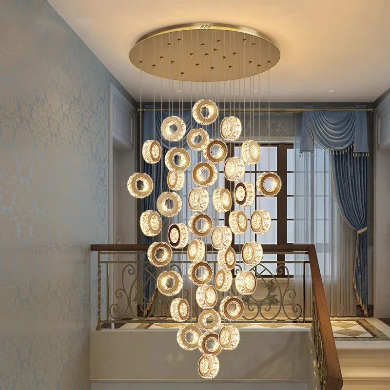 Crystal Chandelier Stair Pendant Lamp Living Room Pendant Lights Interior Lighting
