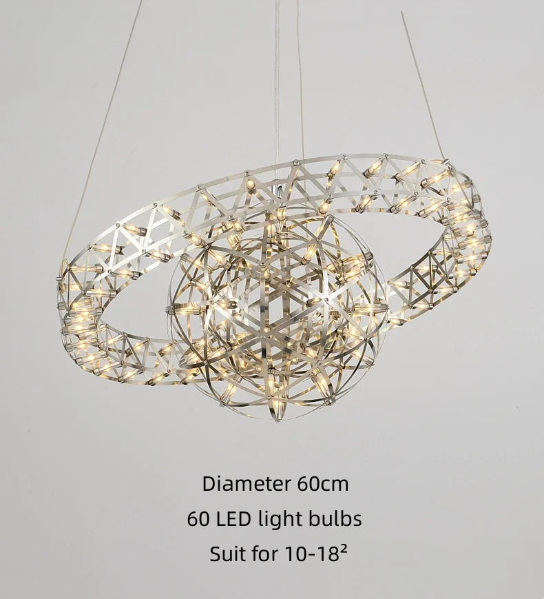 Spark Ball Pendant Chandelier LED Decor Lighting for Home Stainless Steel