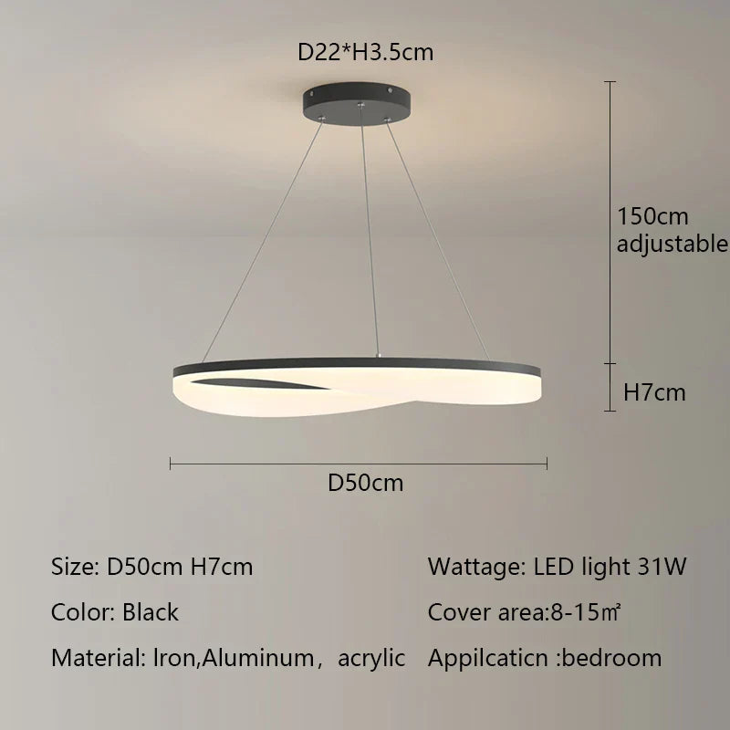 Modern Circle LED Pendant Light Dimmable Chandelier for Living Room Bedroom Décor