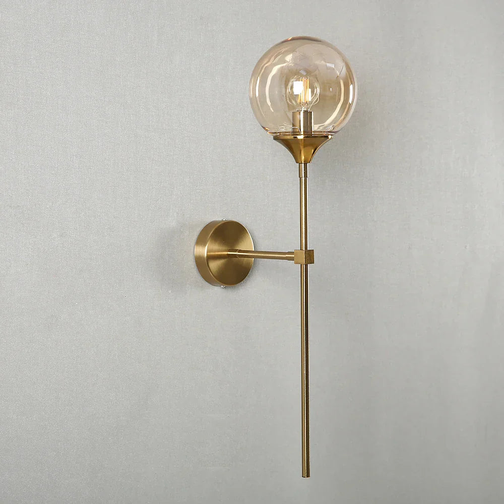 Gold Glass Ball Wall Lamp for Living Room Decor