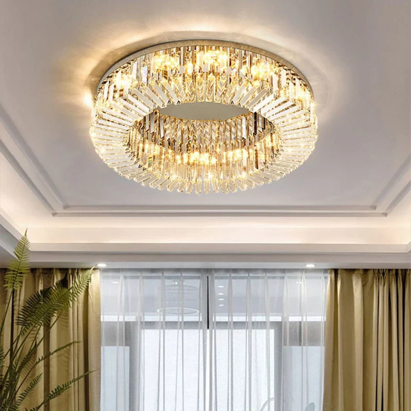 Crystal LED Ceiling Lights: Luxury Lighting Fixture for Living, Dining, Kitchen, and Bedroom