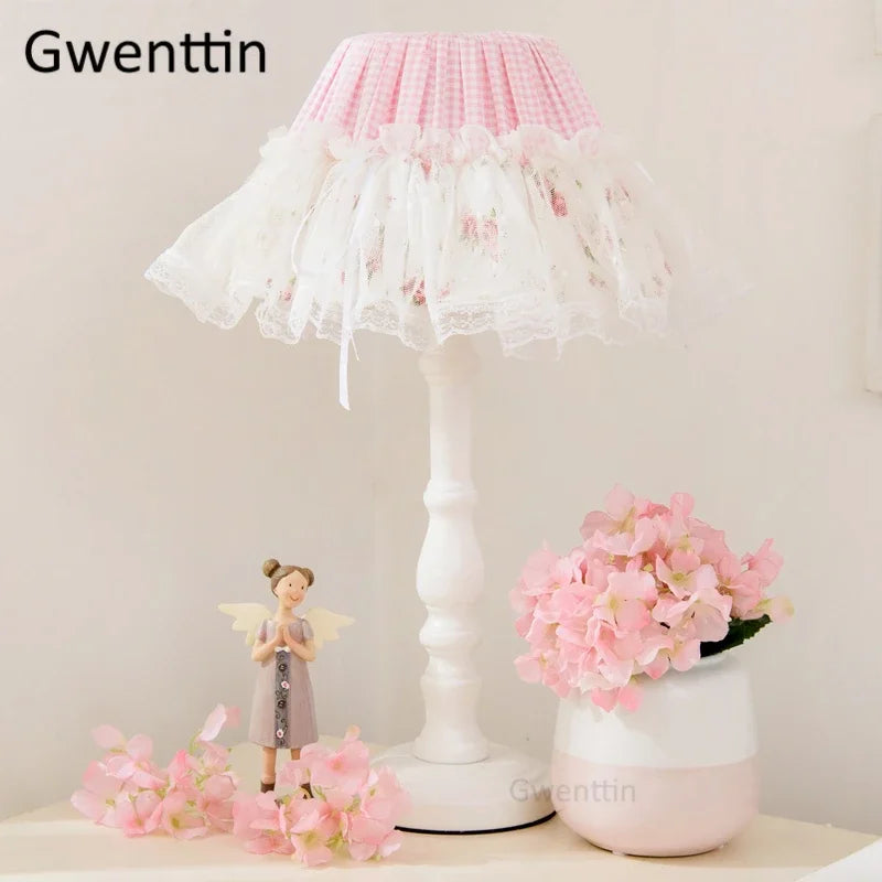 Korean Lace Princess Table Lamp for Kids Room, Bedroom, Bedside - Modern Light
