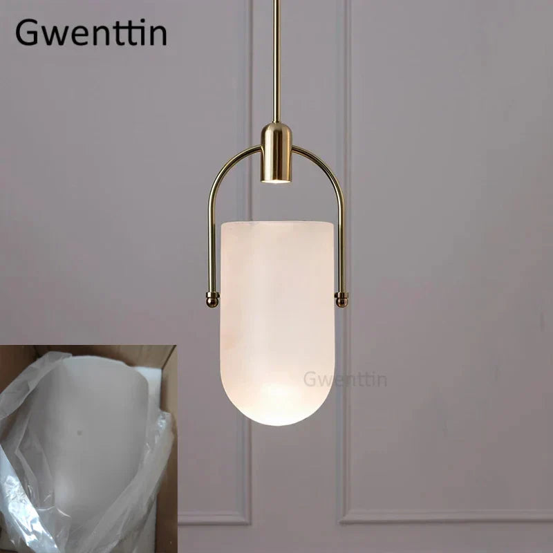 Bucket Glass Pendant Lamp LED Modern Hanging Lights for Dining Room Kitchen Home Décor