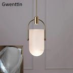 Bucket Glass Pendant Lamp LED Modern Hanging Lights for Dining Room Kitchen Home Décor