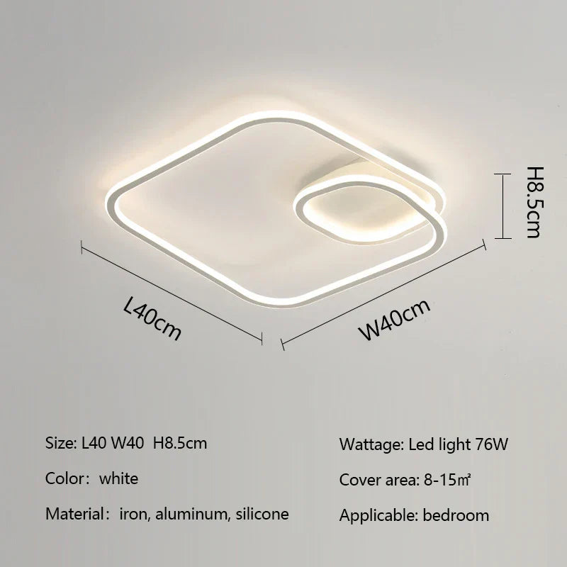 Square LED Ceiling Lamp Dimmable for Bedroom Living Room Modern Home Decor Fixtures