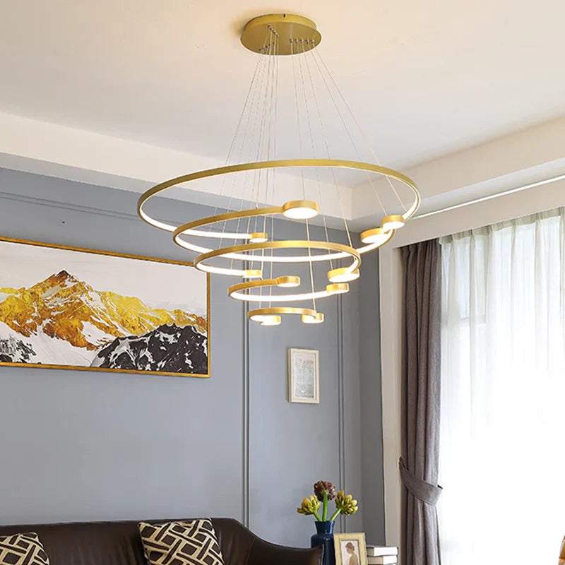 LED Ring Chandelier: Modern Nordic Hanging Light for Dining, Living Room, and Lobby