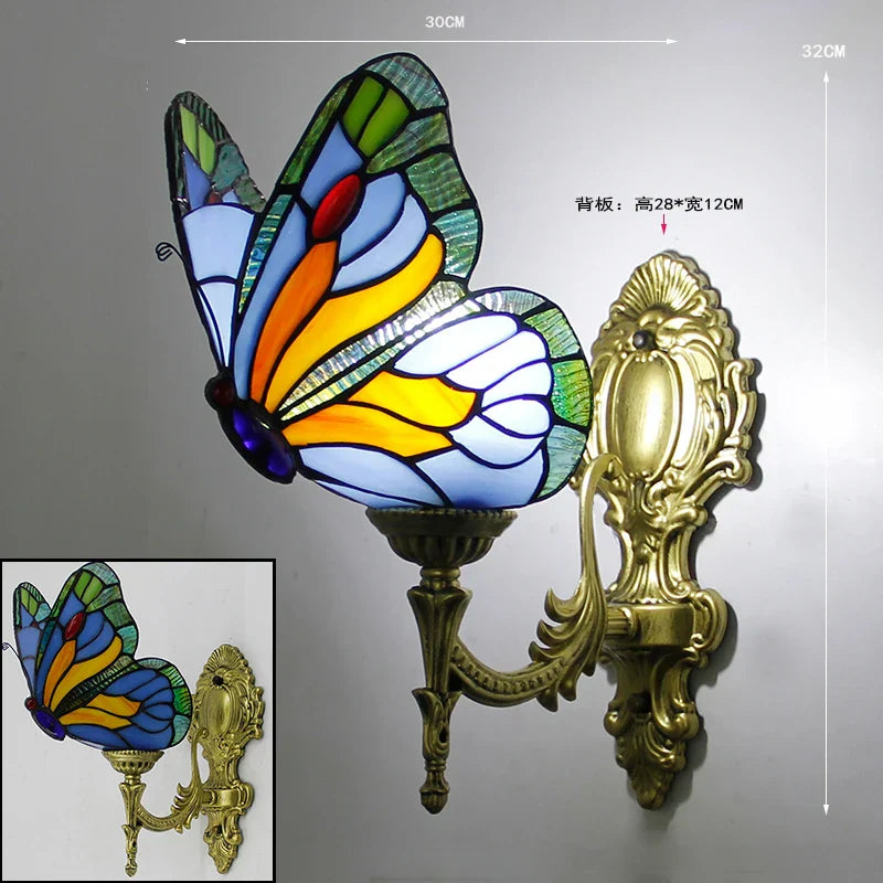 Butterfly Stained Glass Wall Sconces for Home Living Room Bedroom Lighting
