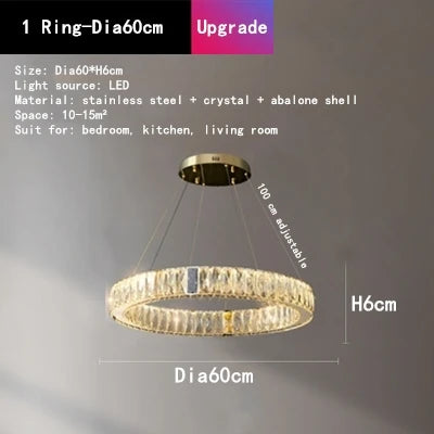 Crystal LED Chandelier for Kitchen Dining Room Duplex Villa Lighting Fixtures