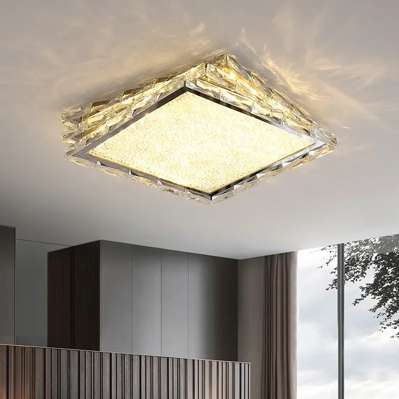 Crystal Ceiling Lamp: Nordic Gold LED Light for Bedroom, Hotel, Office, Living Room.