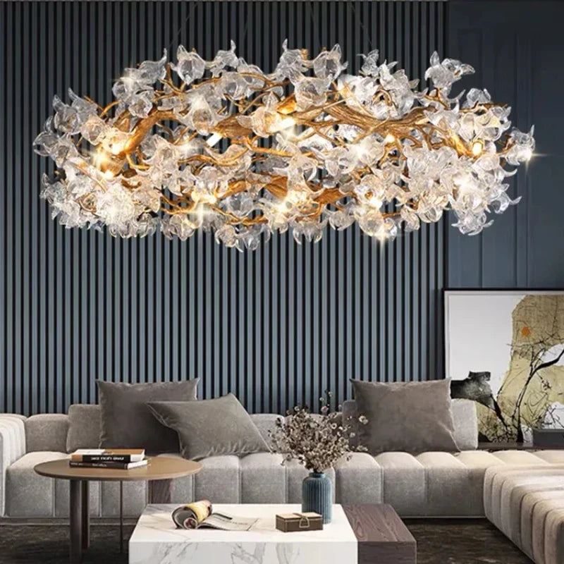 Crystal Branch Ceiling Chandelier | Indoor Dining Living Room Light Fixture