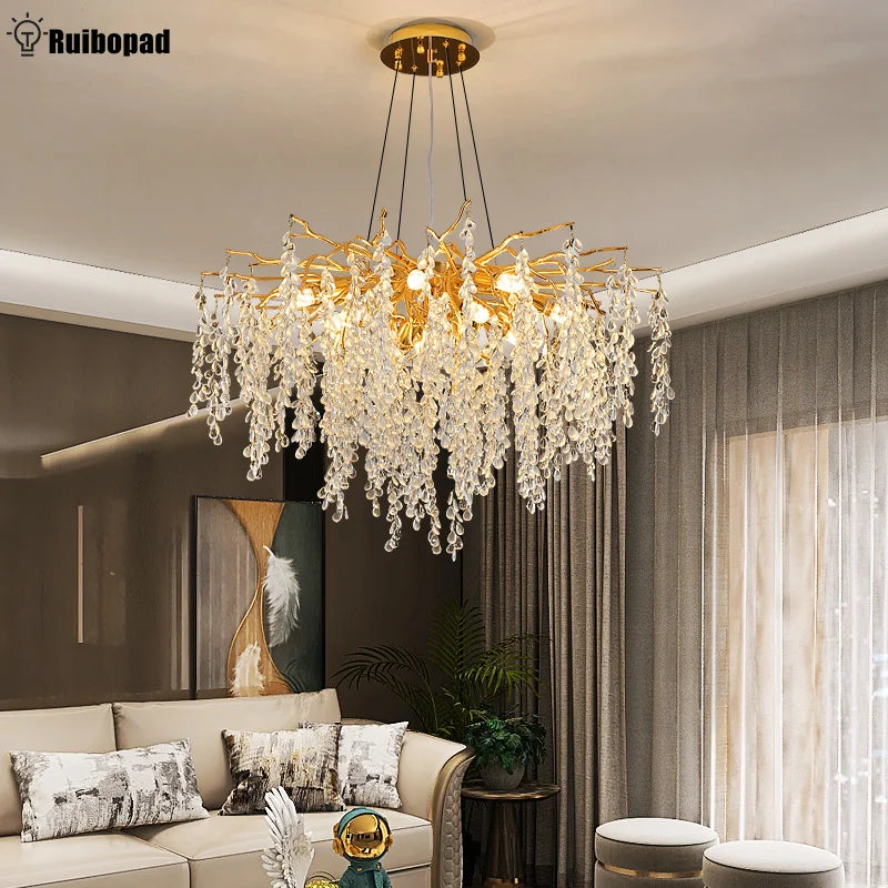 Gold Crystal Grapes Chandelier for Dining Living Room Bedroom