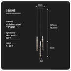 Luxury Crystal Column LED Chandelier Pendant for Staircase Home Decor