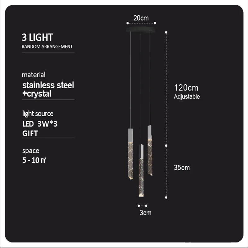 Luxury Crystal Column LED Chandelier Pendant for Staircase Home Decor