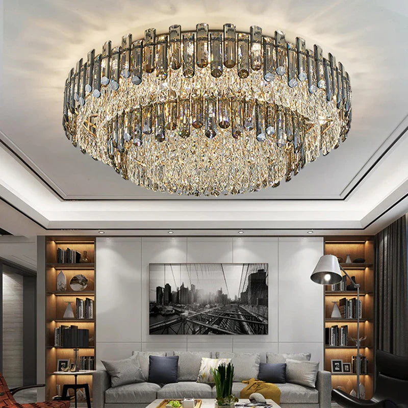 Modern Crystal Ceiling Lamp | Luxury Bedroom & Living Room Gold Light Fixtures