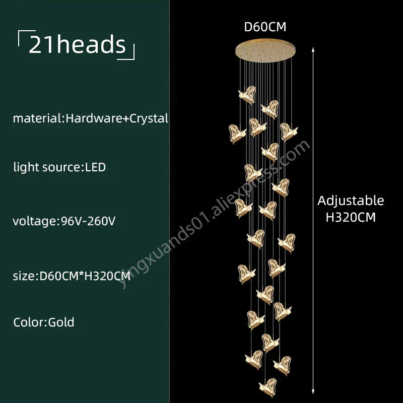 Crystal Chandelier: Modern Luxury Pendant Lights for Living Room, Staircase, Villa