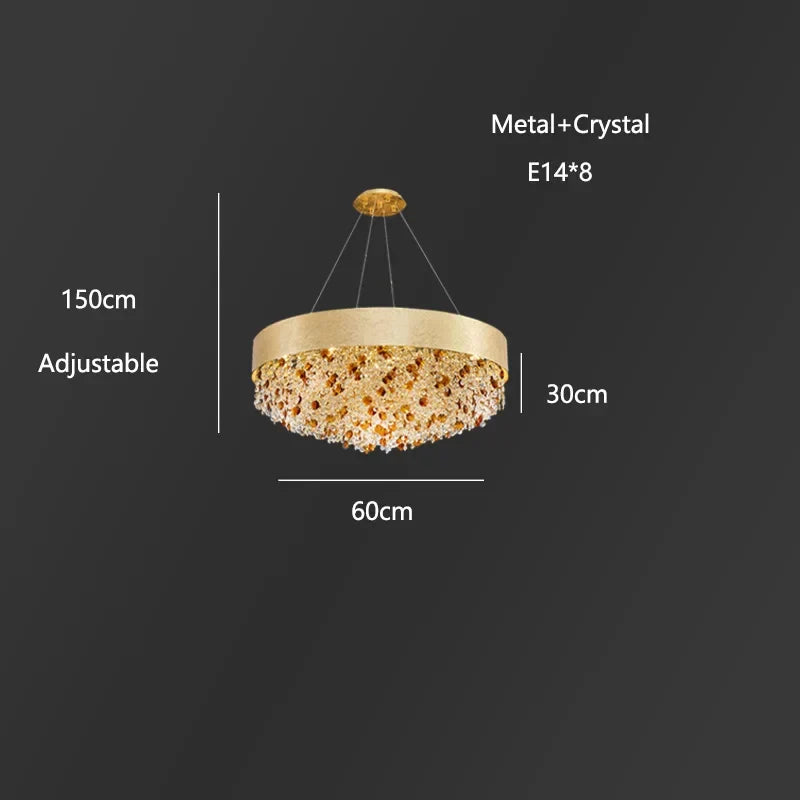 Crystal Chandelier: Modern Circular Design for Living Room, Lobby, Kitchen Island.