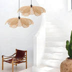 Petals Wicker Chandelier: Japanese Style Pendant Lights for Living Room