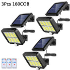 160COB Solar Outdoor Wall Lights Motion Sensor Remote Control Garden Street