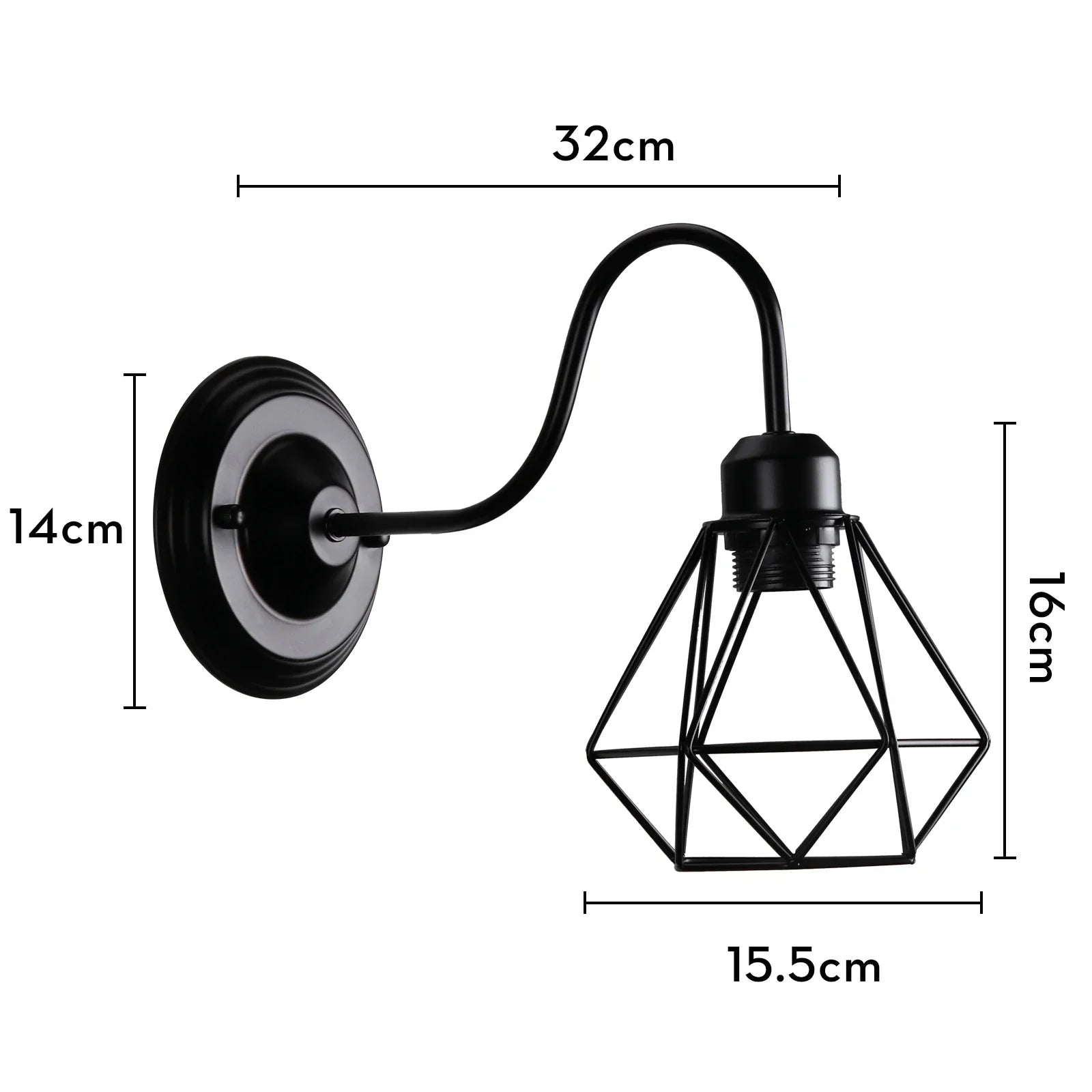 Vintage LED Wall Light Retro Loft Sconce E27 Iron Cage Lampshade