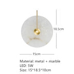 Marble Circular Wall Lamp, Minimalist Nordic Designer LED Lights for Bedroom & Study