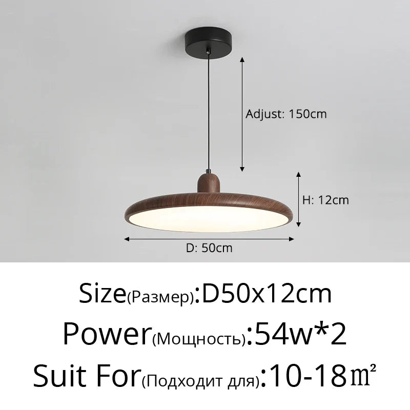 Retro Walnut Chandelier: Stylish Wood Grain Home Decor Lamp for Dining, Bedroom, Living Room