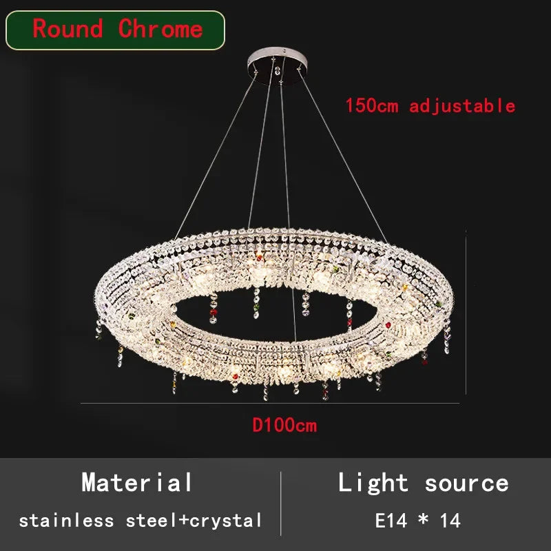 Oval LED Crystal Chandelier for Modern Living Dining Room Decor