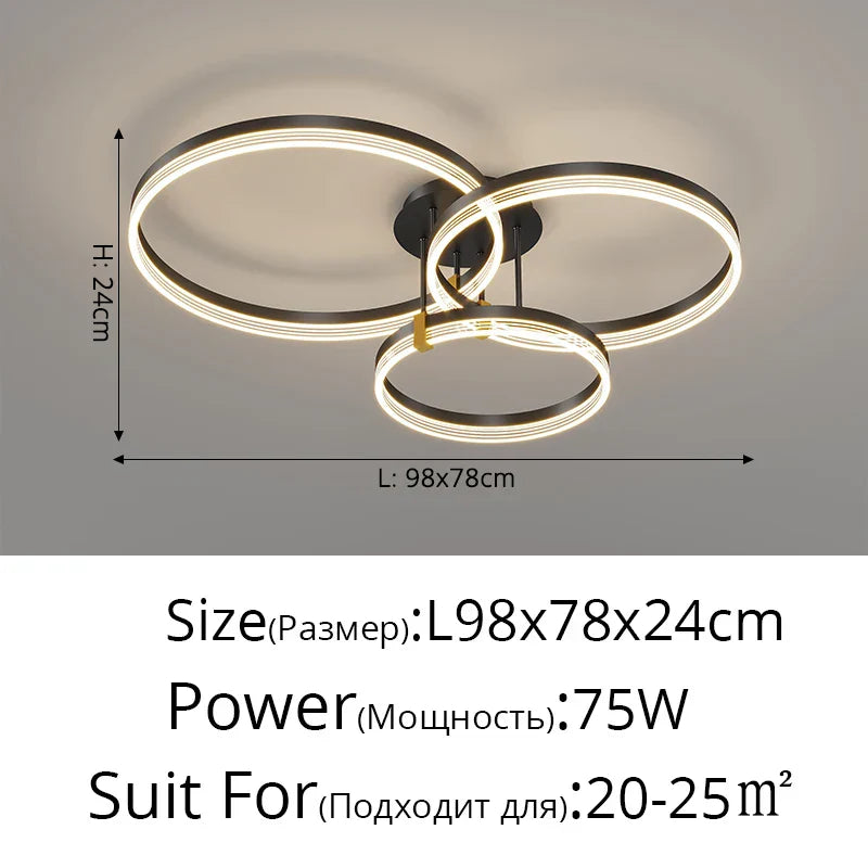 Modern Round Ring LED Ceiling Chandelier for Living Room and Bedroom