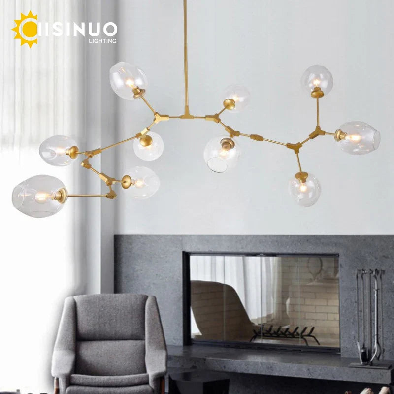 Molecular Design Glass Chandelier Ceiling Pendant for Luxury Living & Dining Rooms