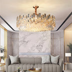 Crystal LED Chandeliers Black Round Pendant Light for Living Room Dining Indoor Kitchen Bedroom