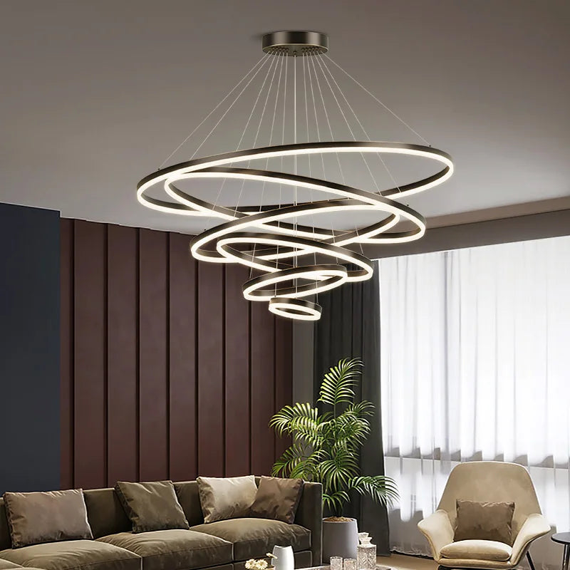 Nordic Circular Chandelier Hanging Pendant Light for Living Room and Dining Room