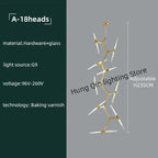 Gold Branch LED Chandelier for Duplex Villa Staircase - Modern Indoor Lighting