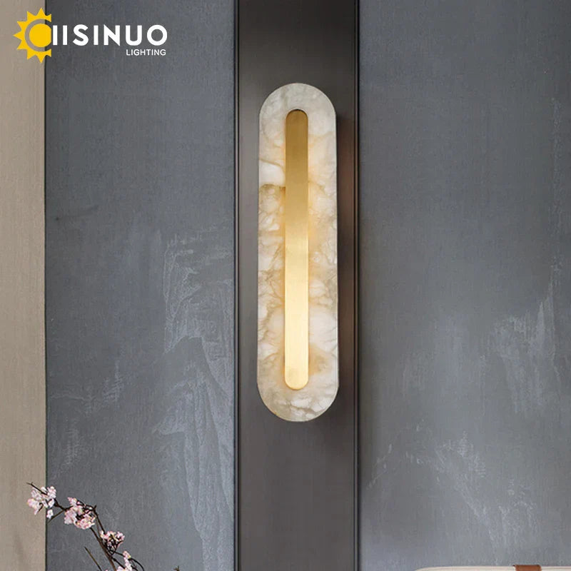 Marble Wall Light: Modern Copper Gold LED Sconce for Bedroom Hotel Corridors