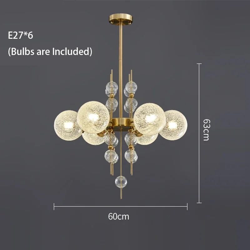 Glass Ball LED Pendant Light: Modern Chandelier for Living Room Kitchen Island