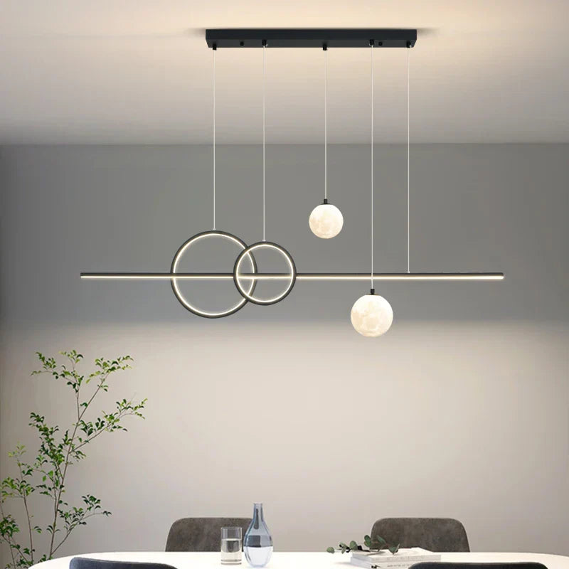 Minimalist LED Pendant Lights for Dining Living Room Restaurant Home - Black White 120cm