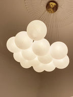 White Glass Ball Chandelier Ceiling Modern Bean Lantern Hanging Light