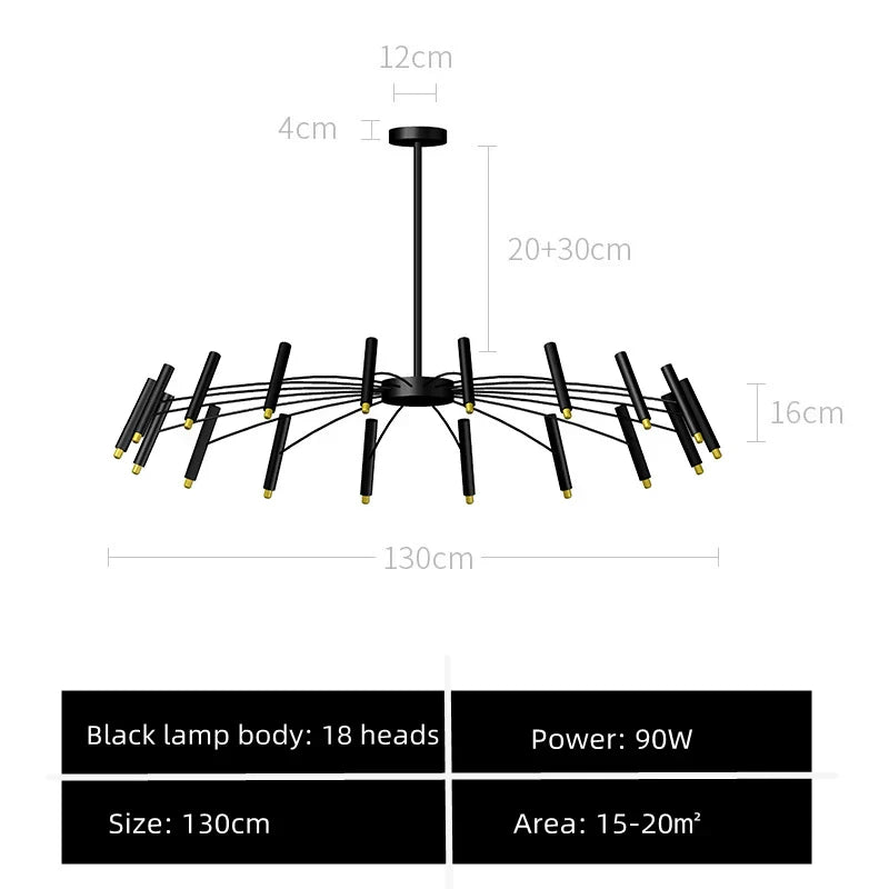 Black Sputnik Chandelier: Nordic Design, Adjustable Lighting for Home Décor