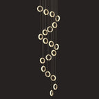 Luxury Crystal LED Chandelier Staircase Ceiling Lamp - Gold Modern Round Hanging Light